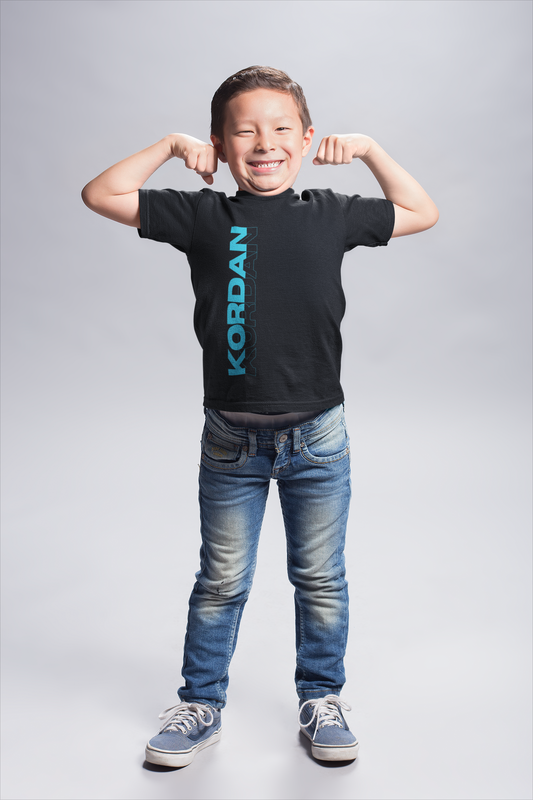 T-shirt dziecięcy logo pionowe czarny